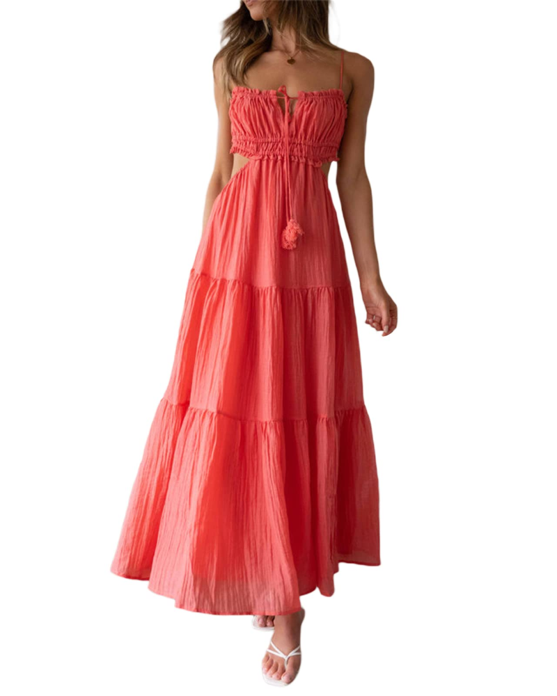 Yvette Abito Maxi Donna Y2K – Schiena Scoperta, Spacco Alto e Vestibilità Slim