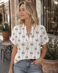 Morgan Camicetta Donna – Scollo a V, Maniche Corte, Righe e Tessuto Elasticizzato