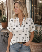 Morgan Camicetta Donna – Scollo a V, Maniche Corte, Righe e Tessuto Elasticizzato