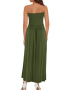 Eliana Robe longue pour femme – Modèle bandeau, épaules dénudées, poches et style bohème
