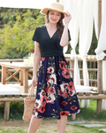 Elena Vestito Donna Midi – Scollo a V, Maniche Corte, Vita Impero & Tasche