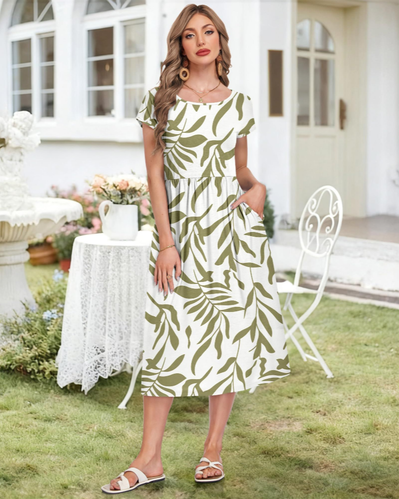 Audrey Gilet Femme Midi – Col Rond, Manches Courtes, Poches & Taille Haute