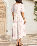 Melody Abito Midi Donna – Vestito Floreale con Scollo a V e Vita Elasticizzata