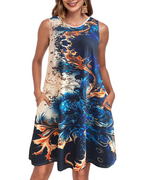 Isla Robe Femme – Robe d'été évasée en ligne A avec poches, coupe ample et tissu extensible
