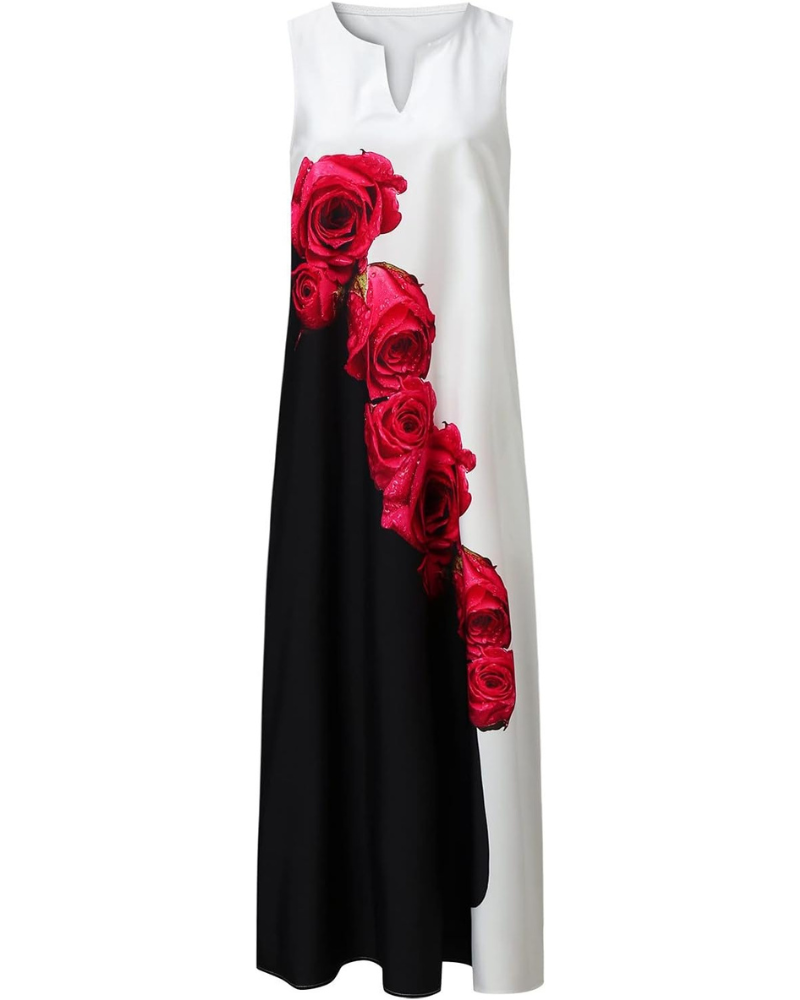 Scarlett Damen Maxikleid – Ärmelloses Sommerkleid mit V-Ausschnitt und Taschen