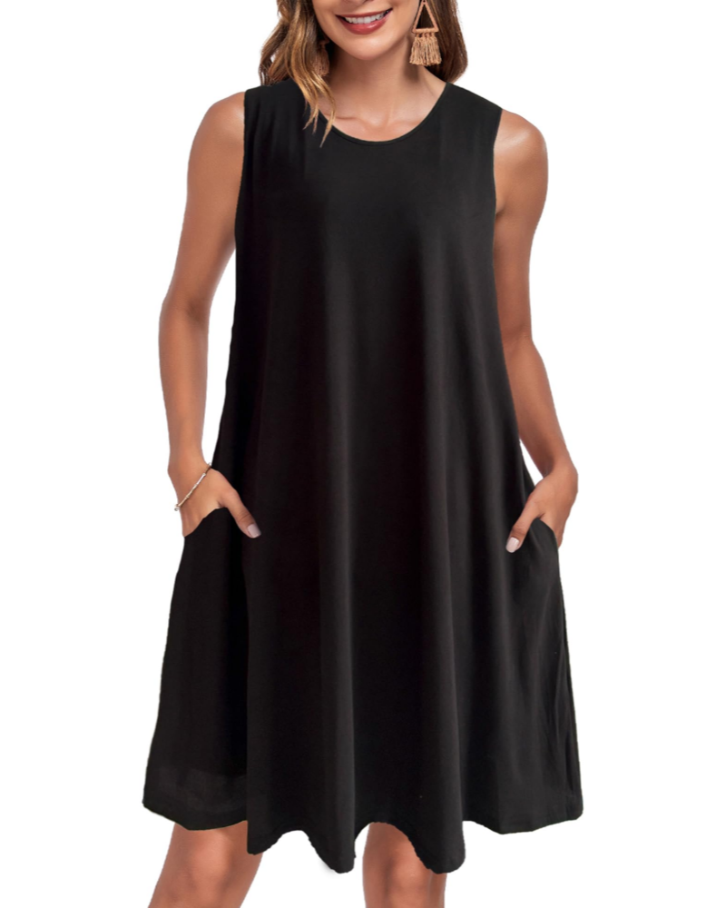 Isla Abito Donna – Vestido de Verano Swing Línea A con Bolsillos, Ajuste Suave y Tejido Elástico