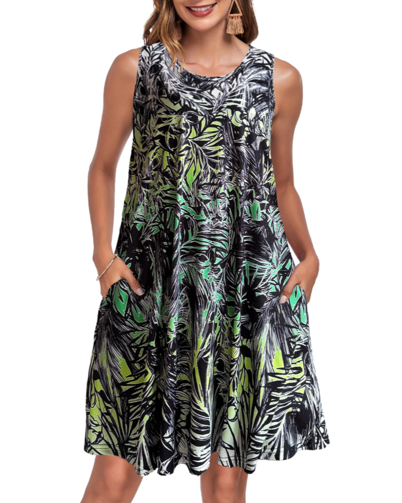 Isla Abito Donna – Vestido de Verano Swing Línea A con Bolsillos, Ajuste Suave y Tejido Elástico