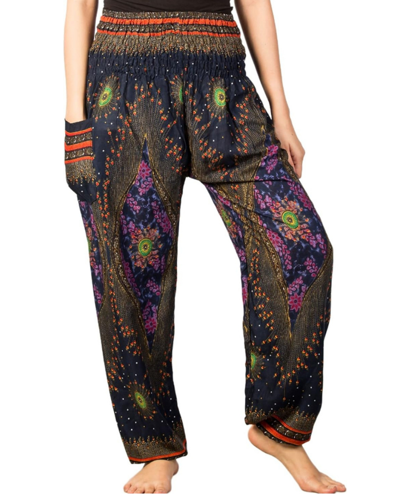 Chloe Pantaloni Harem Donna – Stampa Boho, Vita Alta Elasticizzata e Tasche Laterali