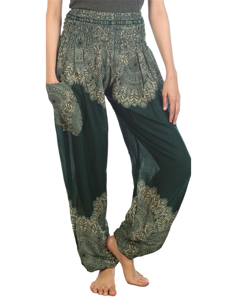 Chloé Pantalon Harem Femme – Imprimé Bohème, Taille Haute Élastiquée et Poches Latérales
