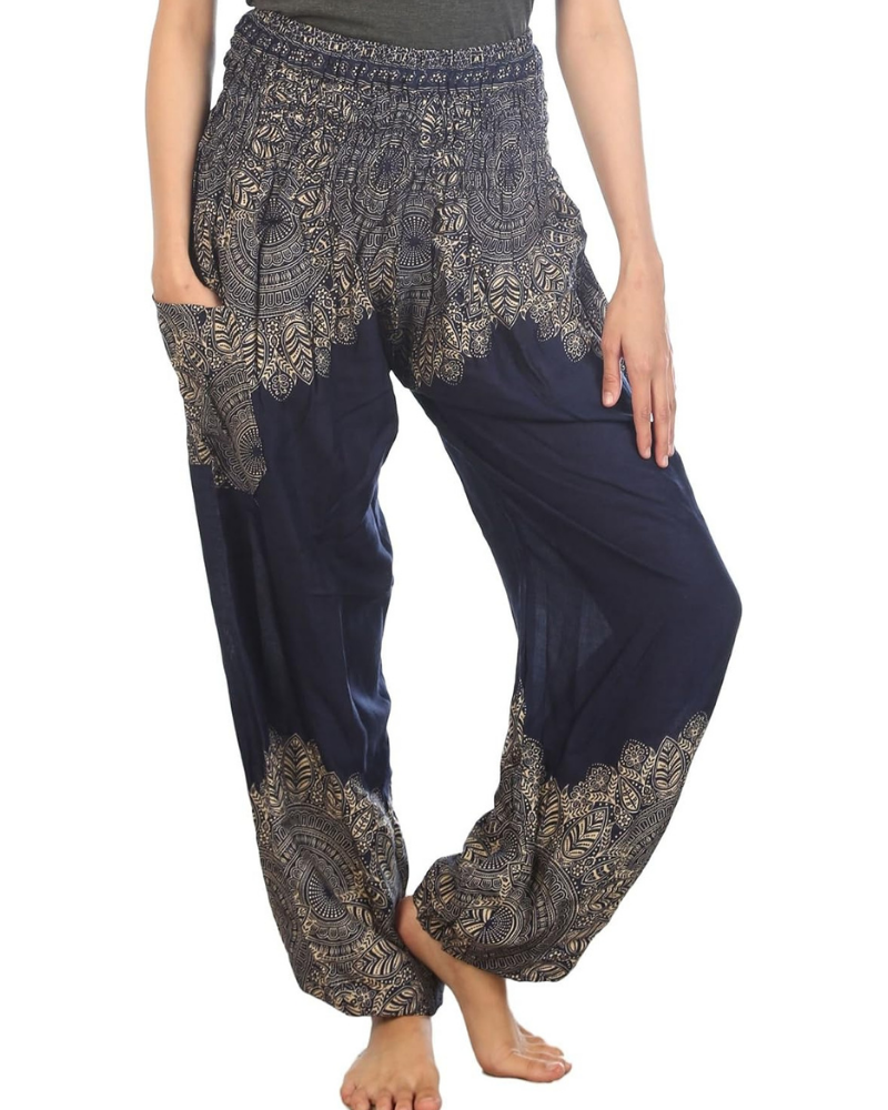Chloe Pantaloni Harem Donna – Stampa Boho, Vita Alta Elasticizzata e Tasche Laterali
