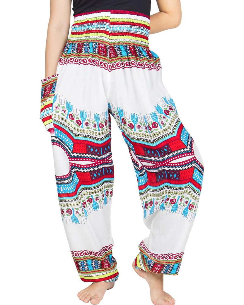 Chloe Pantaloni Harem Donna – Stampa Boho, Vita Alta Elasticizzata e Tasche Laterali