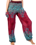 Chloé Pantalon Harem Femme – Imprimé Bohème, Taille Haute Élastiquée et Poches Latérales