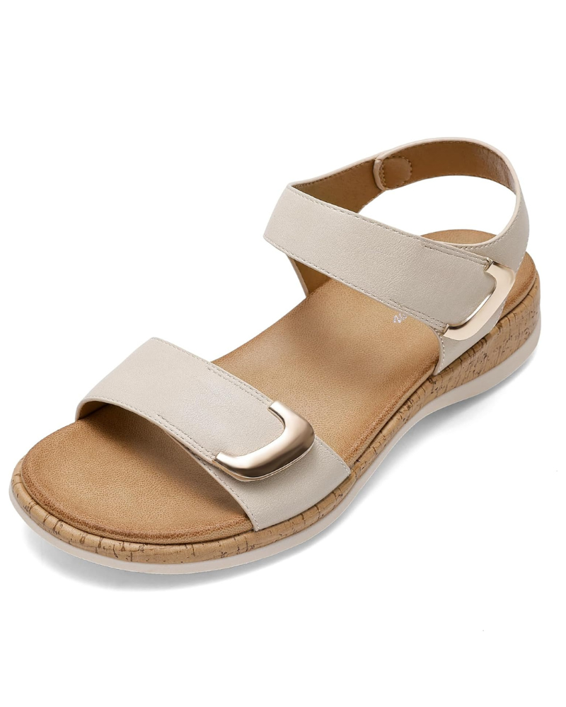 Daphne Sandale Femme – Modèle Plat avec Boucle Réglable et Semelle Antidérapante
