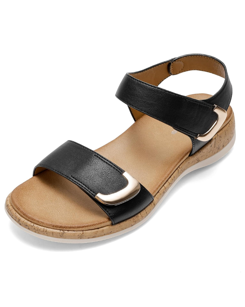 Daphne Sandale Femme – Modèle Plat avec Boucle Réglable et Semelle Antidérapante