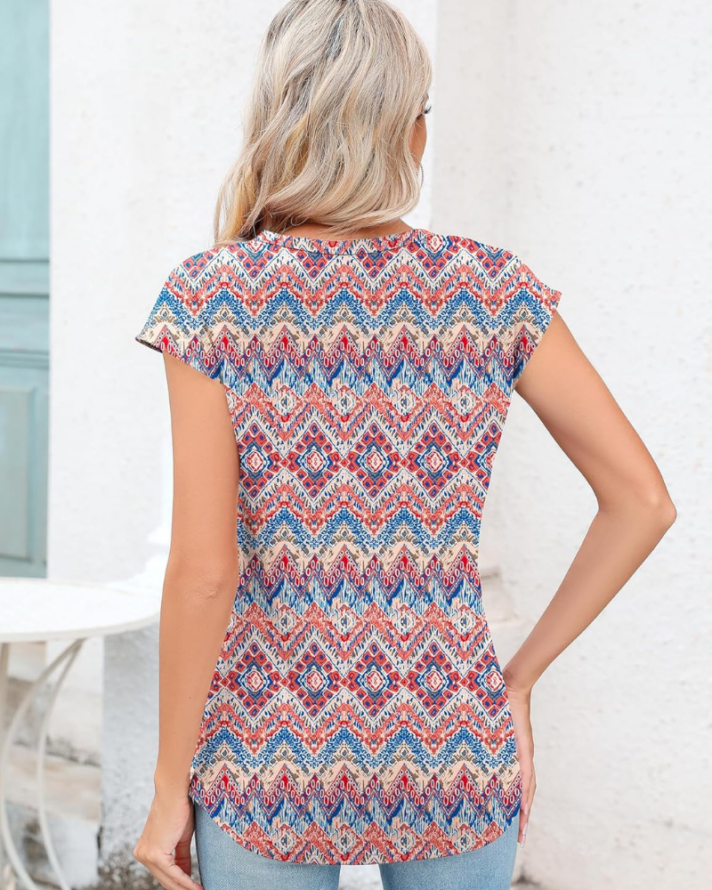 Genevieve T-Shirt Donna – Top con Scollo Convertibile e Chiusura Metallica