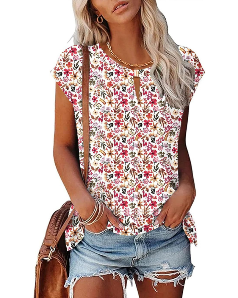 T-shirt Geneviève Femme – Haut avec col convertible et fermeture métallique