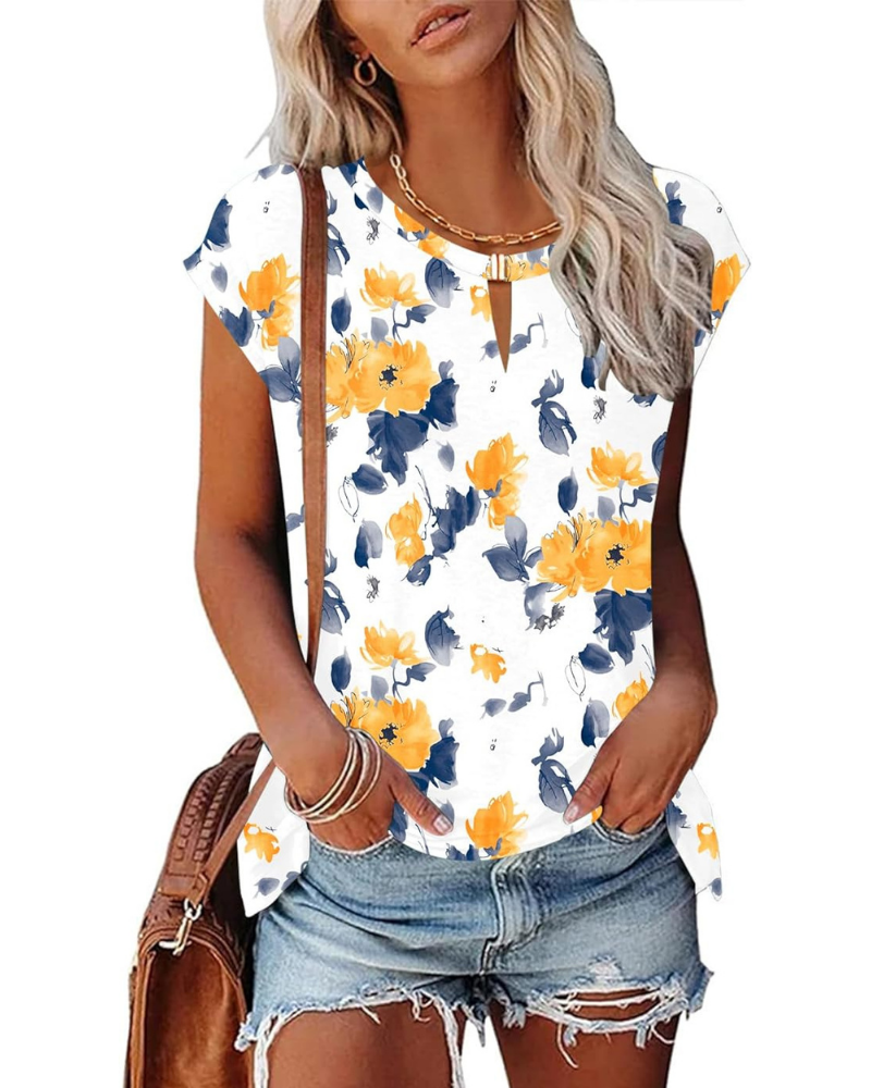 T-shirt Geneviève Femme – Haut avec col convertible et fermeture métallique