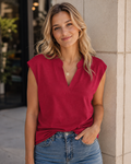 Avery Blusa Donna – T-Shirt con Scollo a V, Maniche ad Aletta e Vestibilità Morbida
