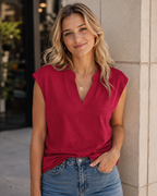 Avery Blusa Donna – T-Shirt con Scollo a V, Maniche ad Aletta e Vestibilità Morbida