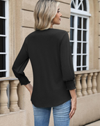 Daphne Blusa Donna – Tunica con Scollo a V, Maniche 3/4 e Bottoni Decorativi