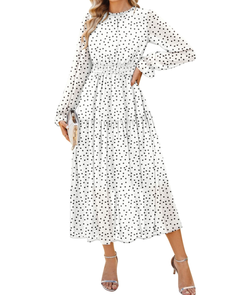 Bianca Damen Maxikleid – A-Linien Kleid aus Chiffon mit langen Ärmeln und Taschen