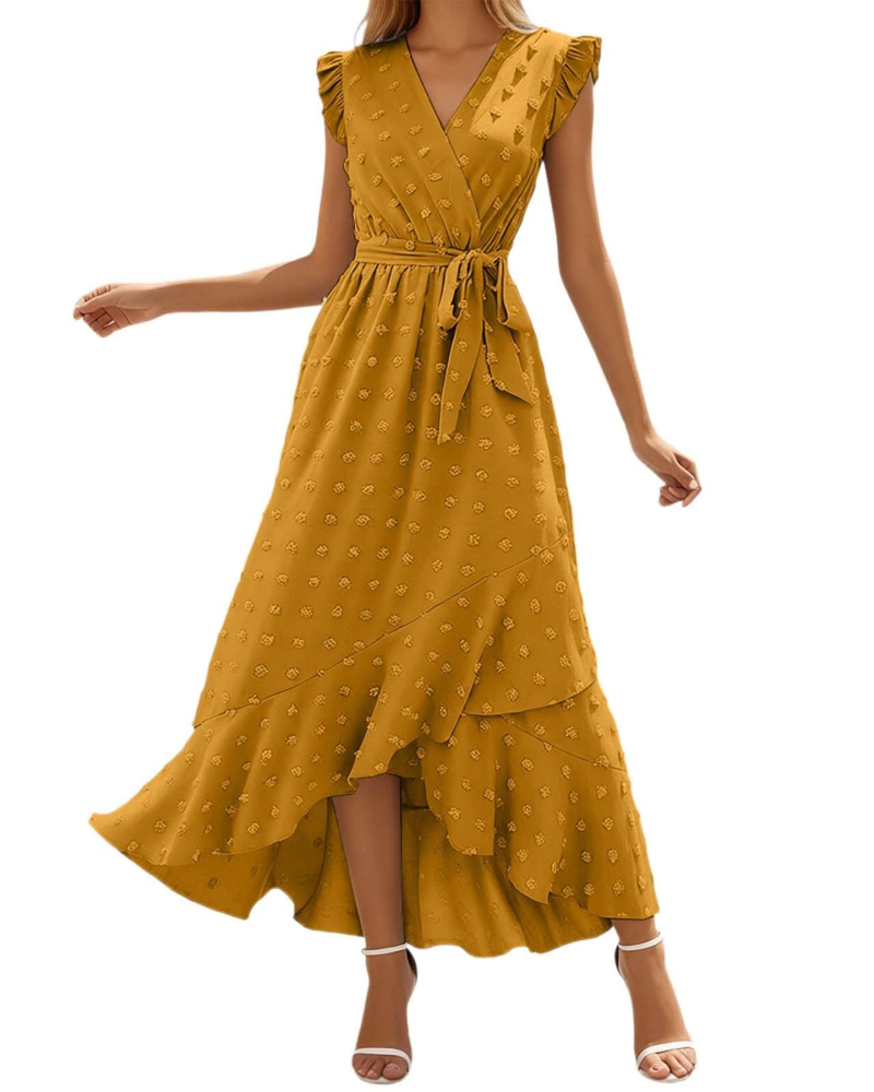 Robe Maxi Chloe pour Femme – Robe Boho Légère avec Col en V et Manches Volantées