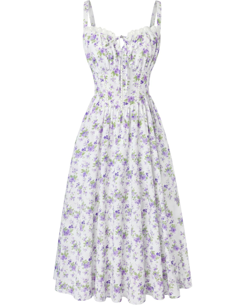 Darcy Abito Midi Donna Floreale – Corsetto, Spalline Regolabili e Tasche