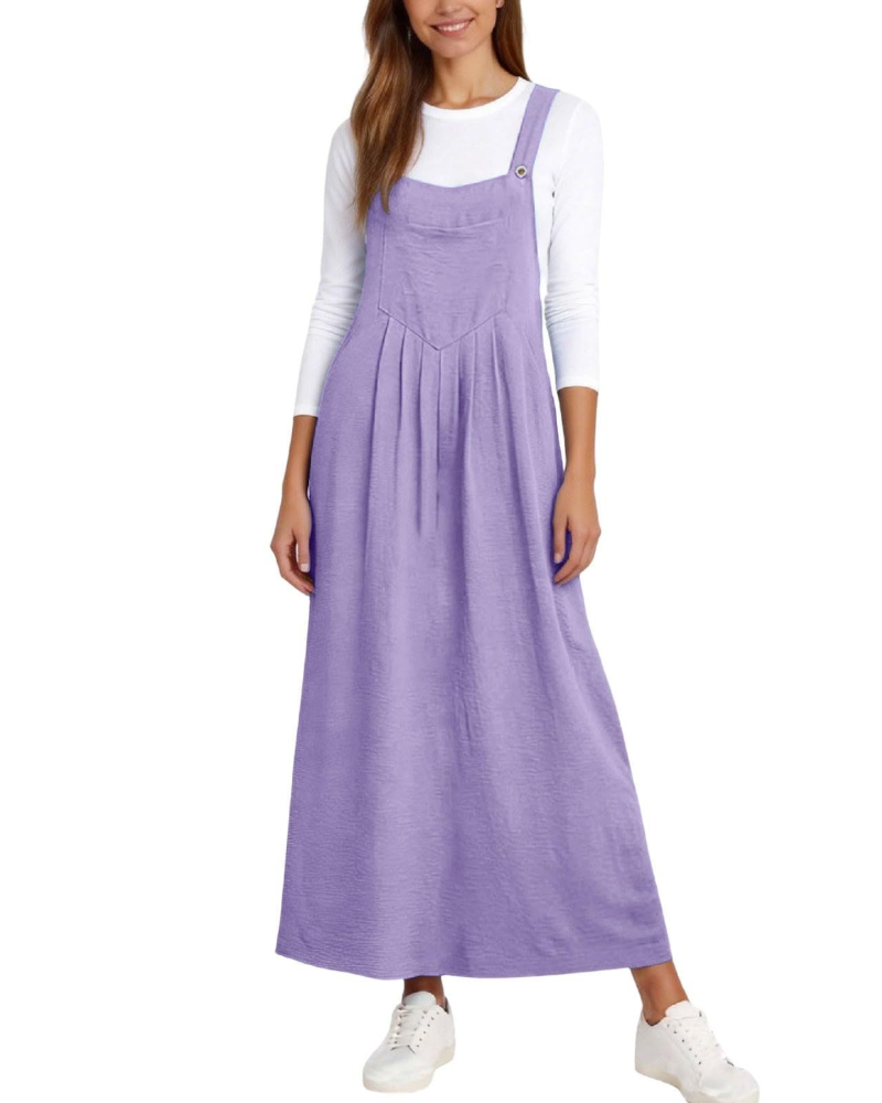 Madison Robe Salopette Femme – Robe Midi Ligne A avec Bretelles Réglables et Poches