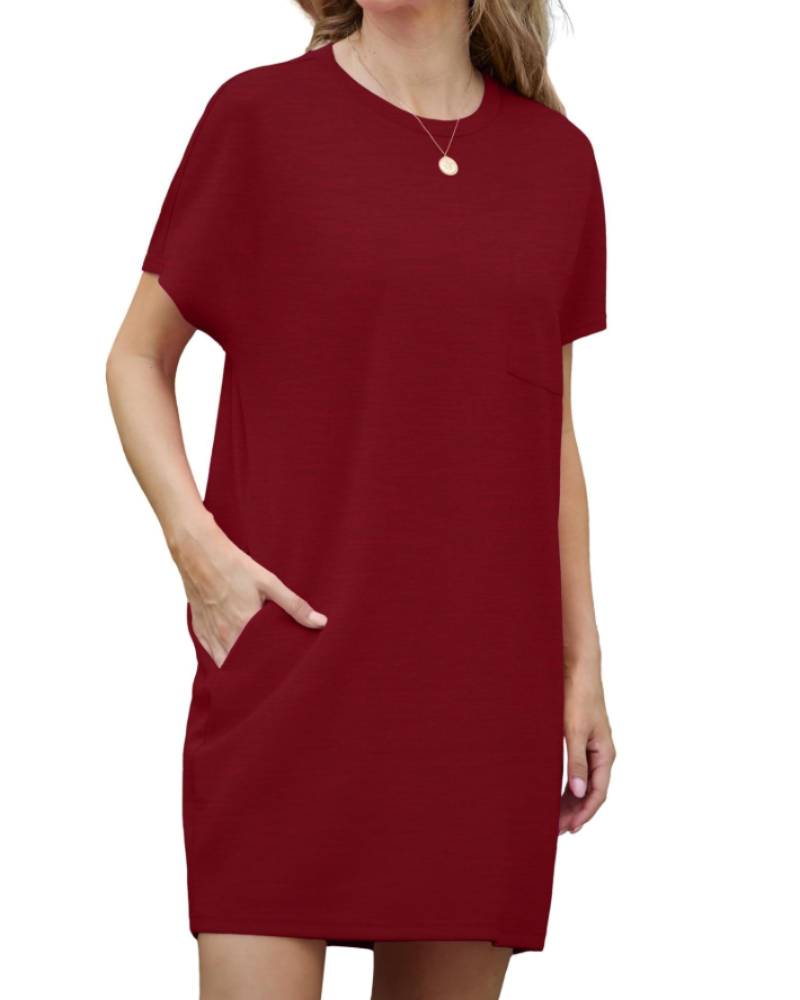 Molly Abito Mini Femme – Robe d'été plissée avec col rond et poches