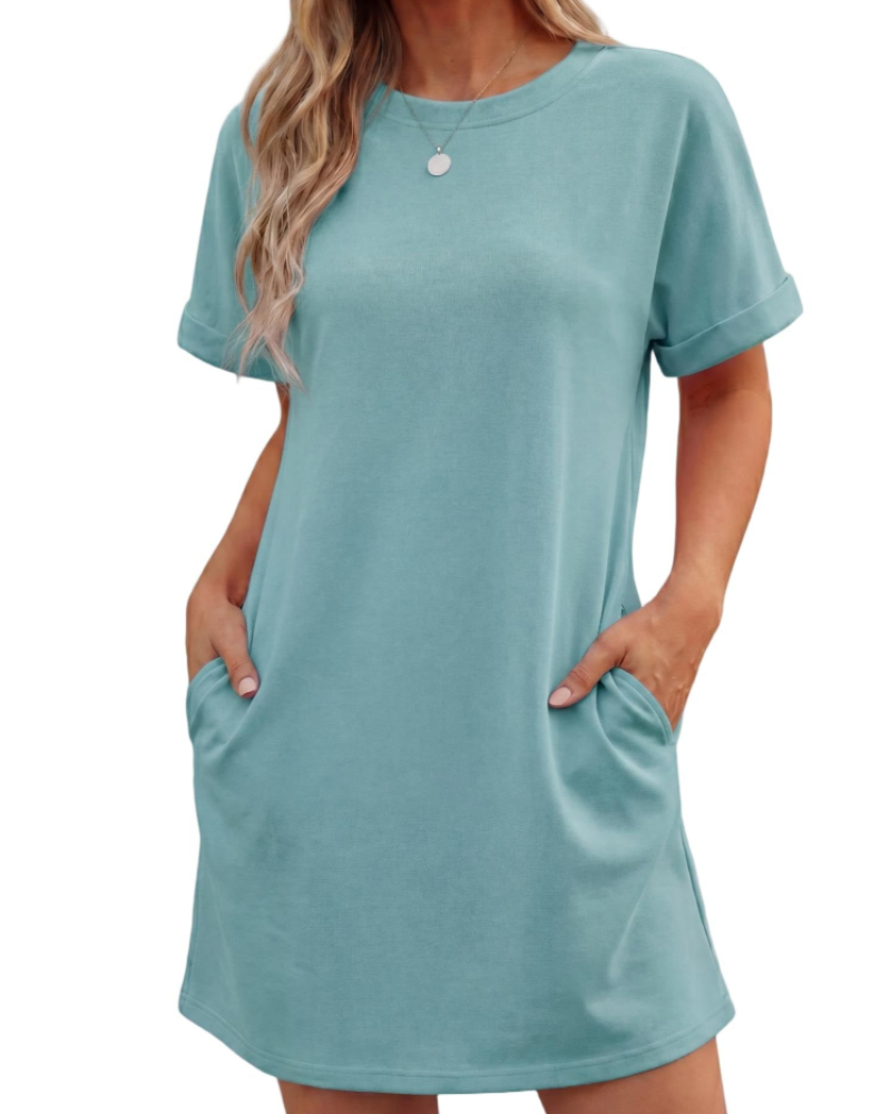 Lily Vestido Mujer Mini – Vestido de Verano Línea A con Mangas de Volante y Bolsillos