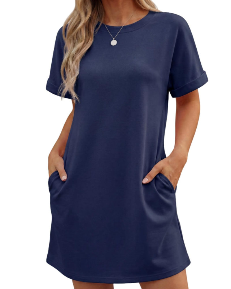 Lily Vestido Mujer Mini – Vestido de Verano Línea A con Mangas de Volante y Bolsillos