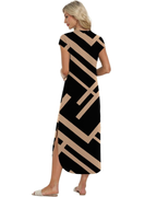 Robe longue pour femme Hailey – Col rond, sans manches, poches et imprimé tie-dye