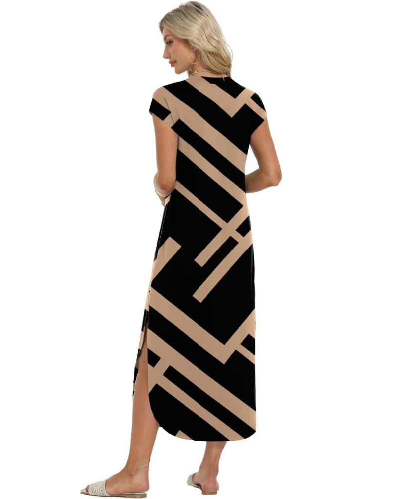 Robe longue pour femme Hailey – Col rond, sans manches, poches et imprimé tie-dye