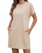 Molly Abito Mini Donna – Vestito Estivo Plissettato con Girocollo e Tasche