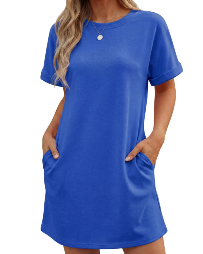 Lily Vestido Mujer Mini – Vestido de Verano Línea A con Mangas de Volante y Bolsillos