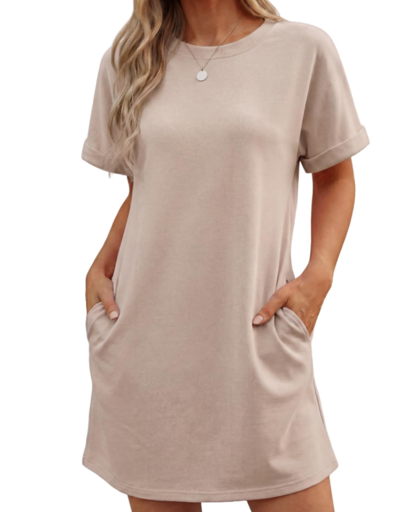 Lily Vestido Mujer Mini – Vestido de Verano Línea A con Mangas de Volante y Bolsillos