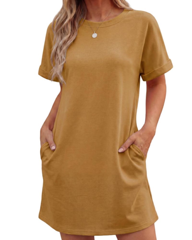 Lily Vestido Mujer Mini – Vestido de Verano Línea A con Mangas de Volante y Bolsillos