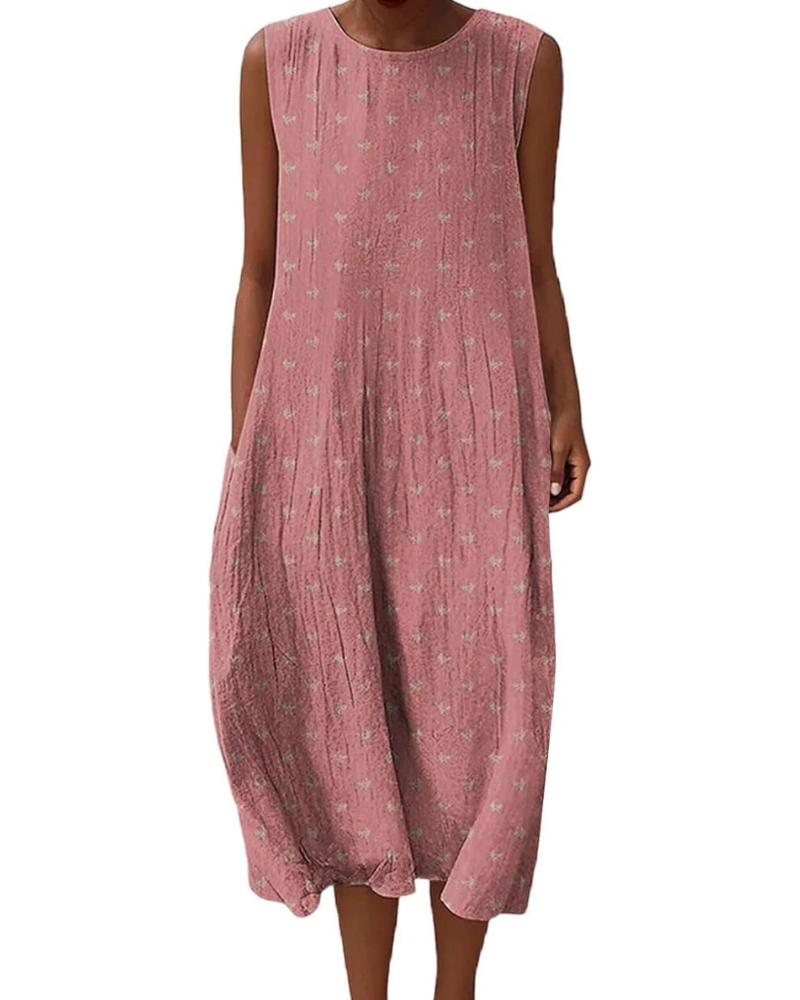 Camille Damen-Maxikleid – Leinen, Blumenmuster, Taschen und Boho-Chic-Stil