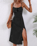 Marlowe Sommerkleid für Damen – Blumen- und Punktmuster, schmale Träger und Seitenschlitze