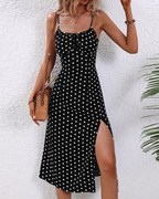 Marlowe Sommerkleid für Damen – Blumen- und Punktmuster, schmale Träger und Seitenschlitze