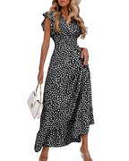 Isabella Women's Maxi Dress – Boho Dress with Floral Print, V-Neck & Ruffled Sleeves