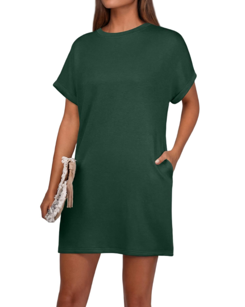 Lily Vestido Mujer Mini – Vestido de Verano Línea A con Mangas de Volante y Bolsillos