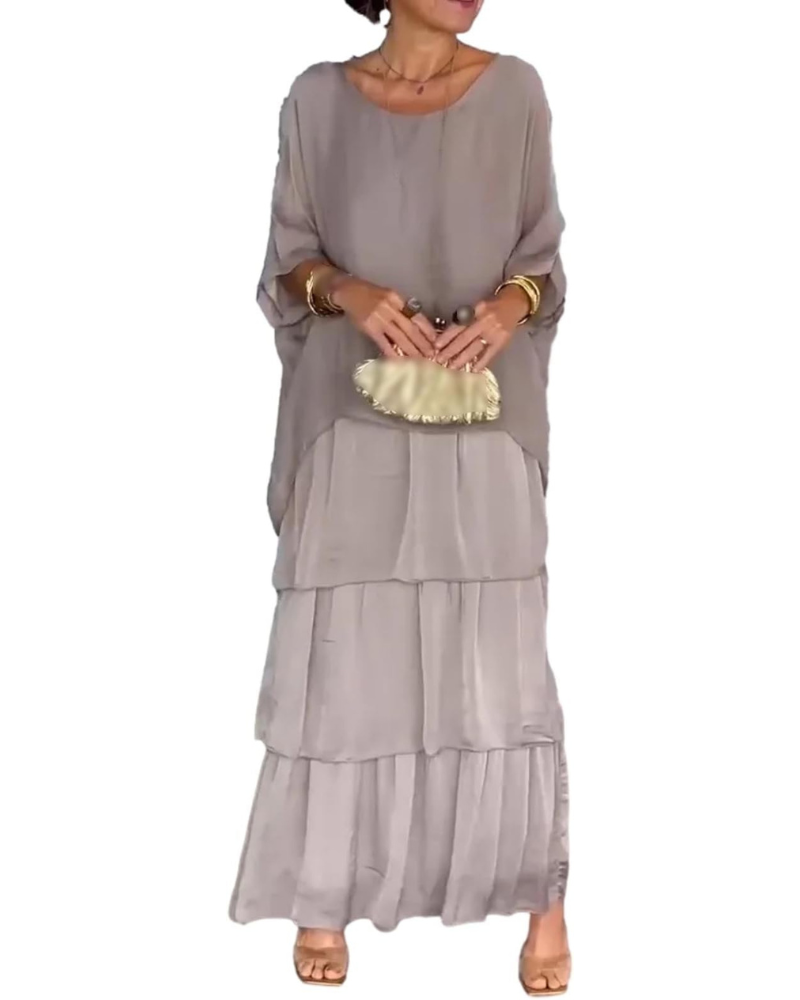 Brooke Abito Midi Donna – Vestito Ampio in Chiffon con Maniche a Pipistrello