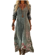 Eleanor Abito μάξι γυναικείο boho – V-ντεκολτέ, μανίκια 3/4 και τσέπες