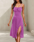 Savannah Abito Maxi Dame – Boho-kjole med prikker, tynde stropper og sideslids