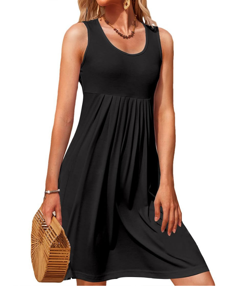 Freya Women's Mini Dress – Sleeveless, U-Neck, Pleated Skirt and A-Line Silhouette