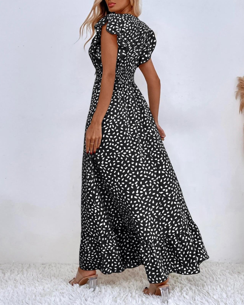 Isabella Women's Maxi Dress – Boho Dress with Floral Print, V-Neck & Ruffled Sleeves