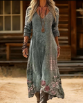 Eleanor Abito μάξι γυναικείο boho – V-ντεκολτέ, μανίκια 3/4 και τσέπες