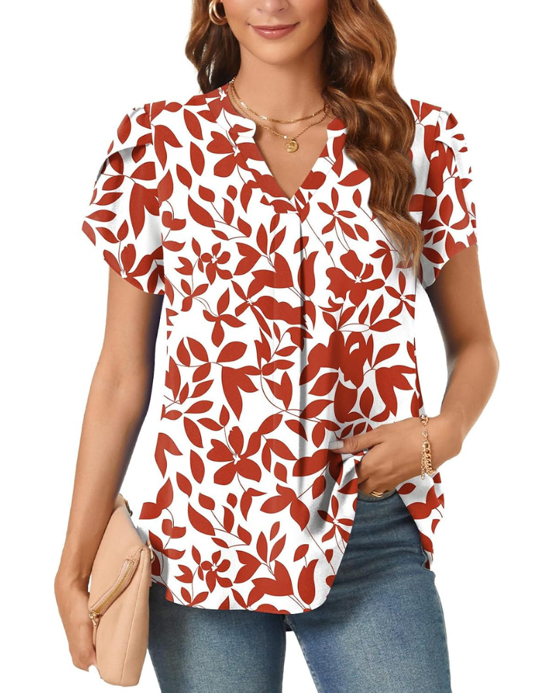 Blouse Ariana Femme – Tunique en chiffon avec col en V et manches tulipe