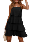 Ruby Vestito Donna Estivo – Abito Smanicato in Chiffon con Balze & Linea A
